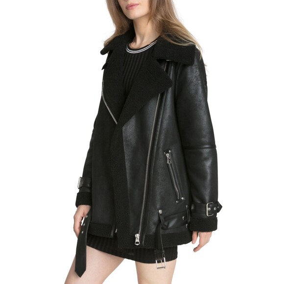 AVEC LES FILLES Faux Shearling Moto Jacket- SZ S & M- NWT - Picture 1 of 7